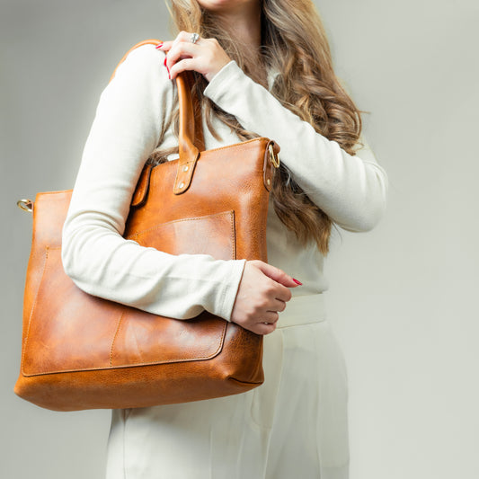 Tan Leather Tote Bag