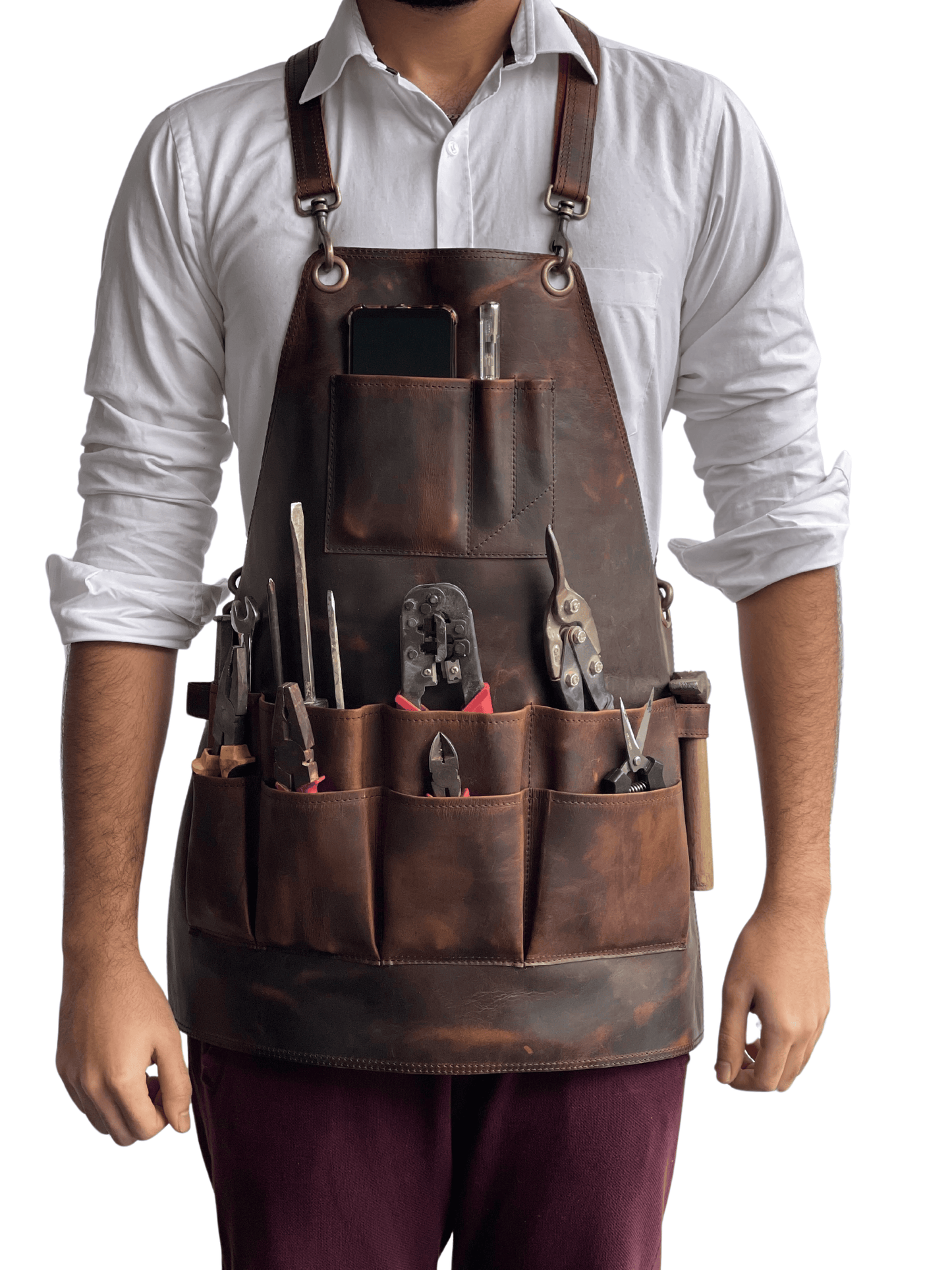 Leather Apron with 12 Tool Pockets Heat & Flame Resistant Heavy Duty Tool Apron