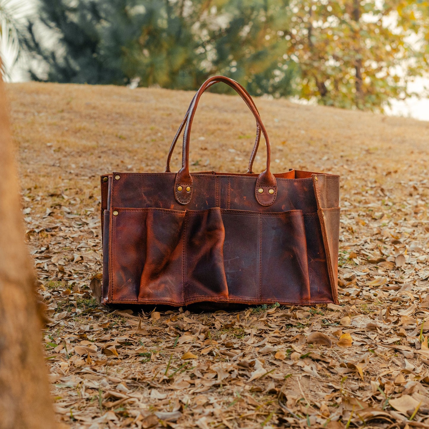 Leather Tool Bag With 8 Pockets - 100% Heavy Duty Leather