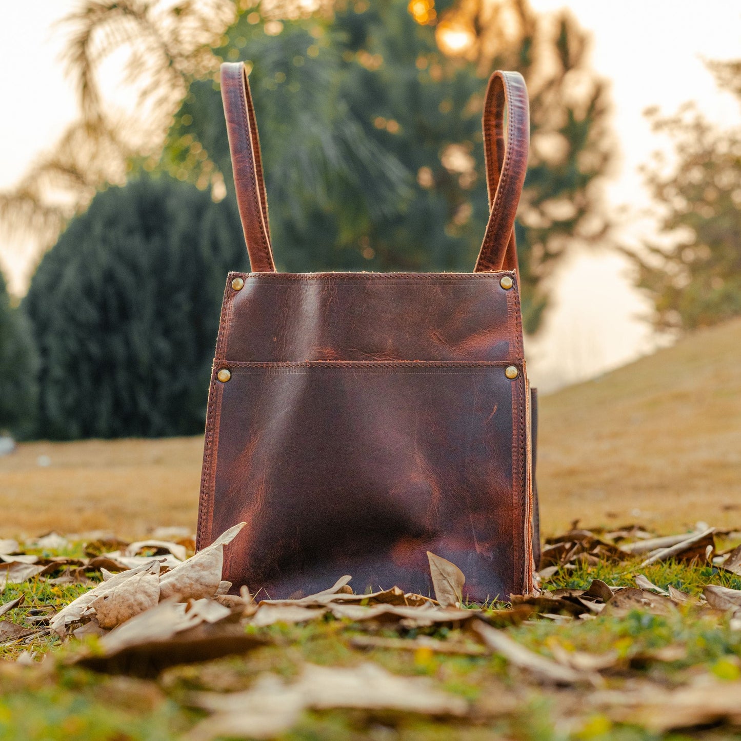 Leather Tool Bag With 8 Pockets - 100% Heavy Duty Leather